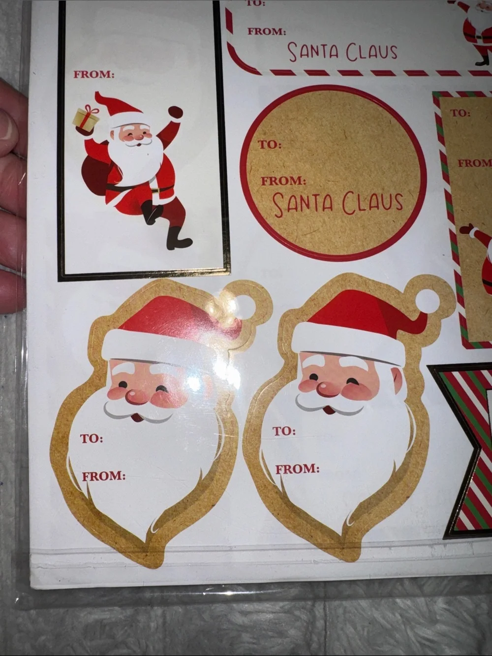Sheffield Home Santa Claus Gift Labels Stickers - Red, Gold, White